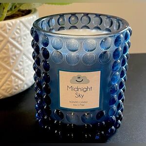 Real Living Vibe Boost Midnight Sky Scent Dark Blue Bubble Glass Candle 6 Oz Wax